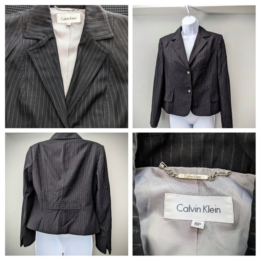 Calvin Klein charcoal pinstripe blazer Size 8P